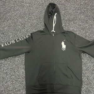 Black and white polo zippered hoodie size large